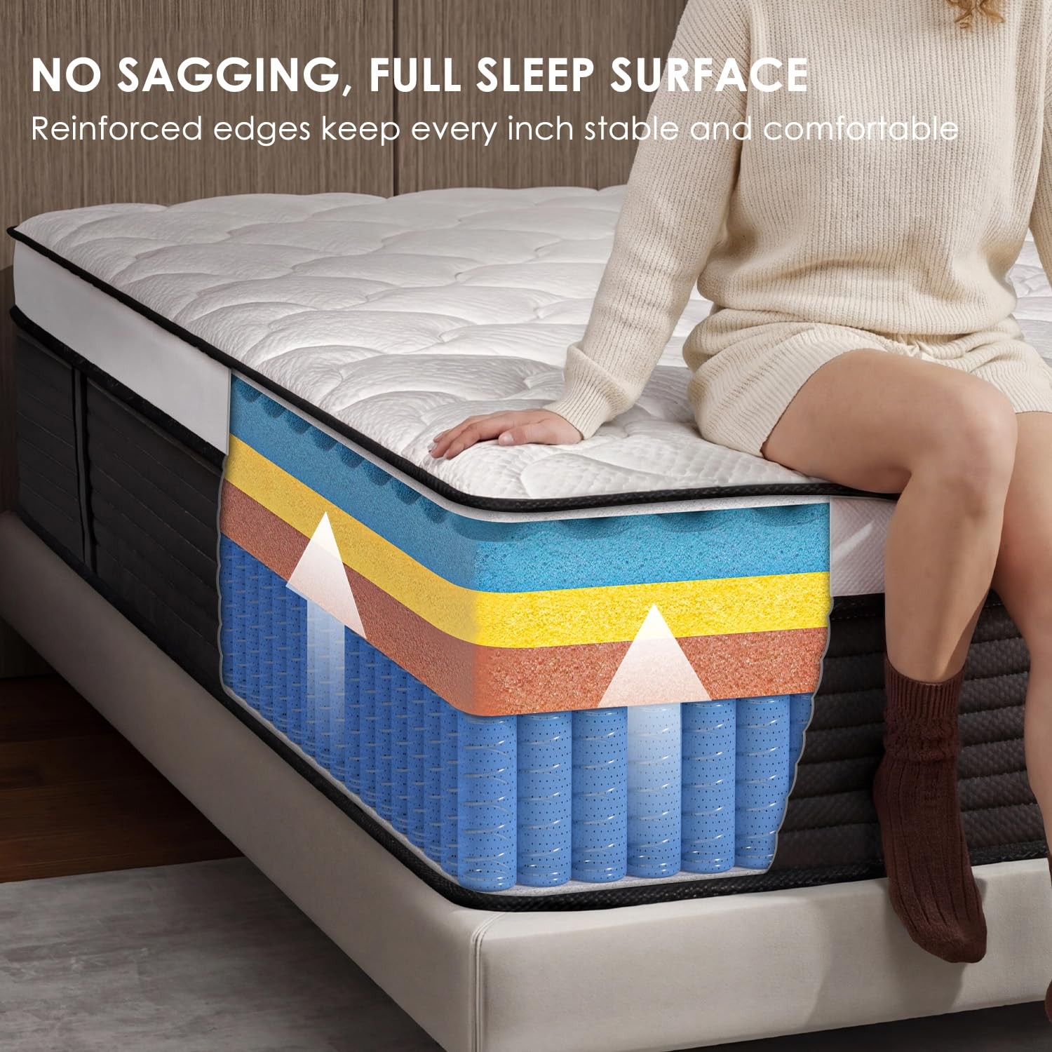 Full Hybrid Mattress, 12 Inch, Edge Support, Back Pain Relief, CertiPUR-US