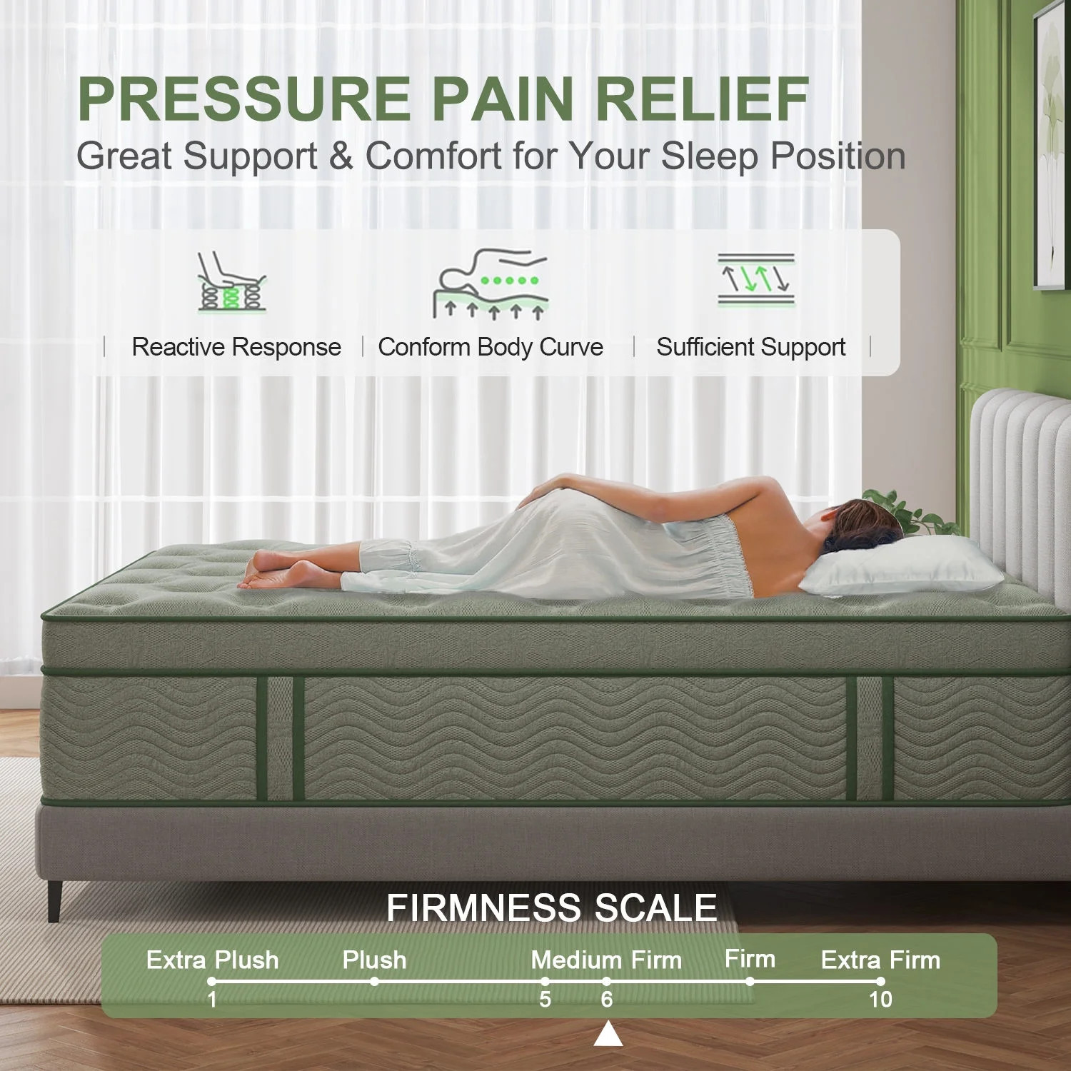 Viscountess 14inch Queen Mattress with Gel Memory Foam Medium Firm Euro Top Hybr
