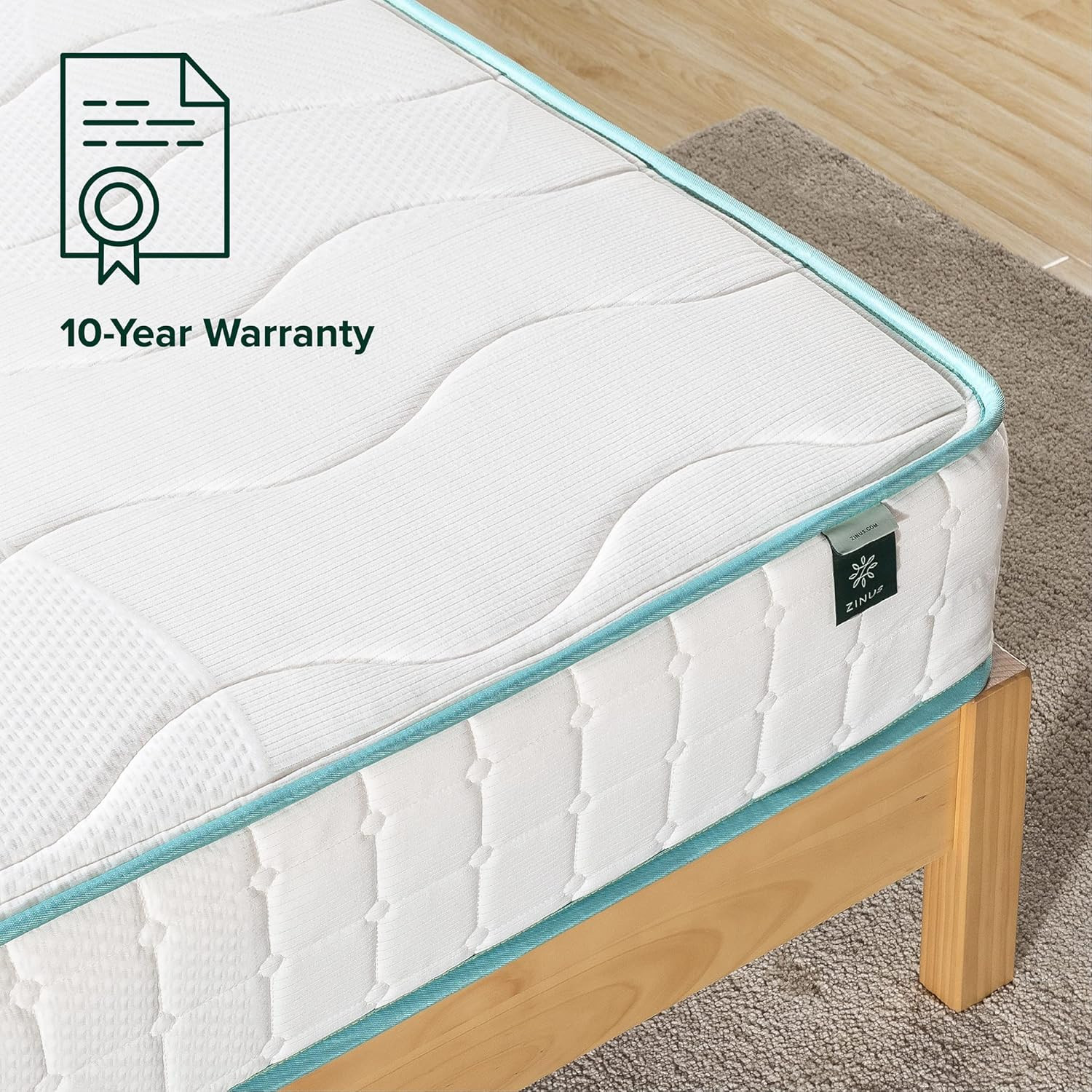 Zinus 10 Inch Tight Top Spring Mattress, Twin, Innerspring Mattress, Certipur-Us