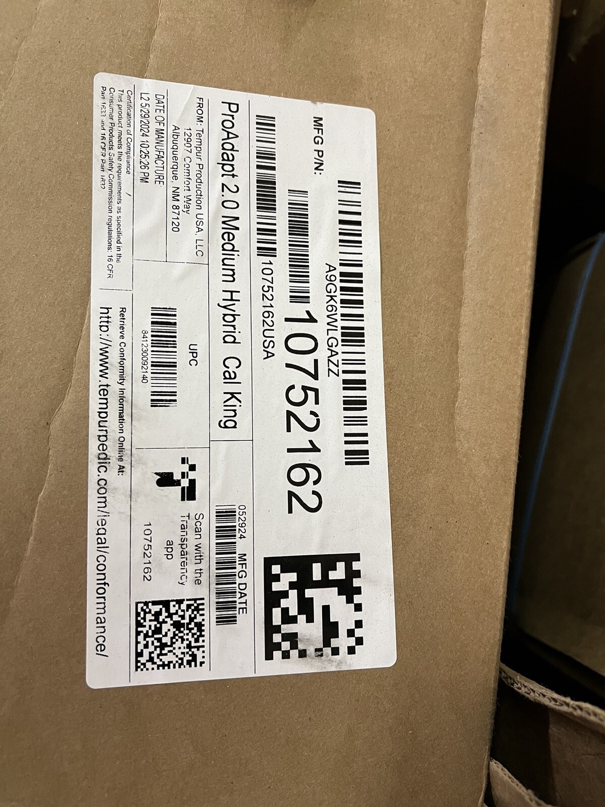 TempurPedic PRO ADAPT HYBRID 2.0 MEDIUM CALIFORNIA KING MATTRESS NEW CLEARANCE