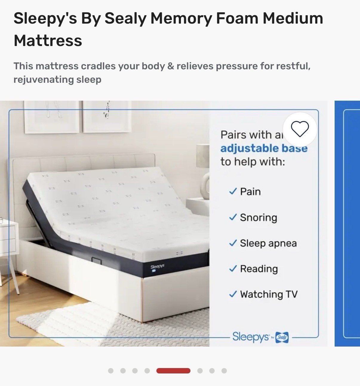 Sleepy’s by Sealy Memory Foam Medium Mattress Full Size