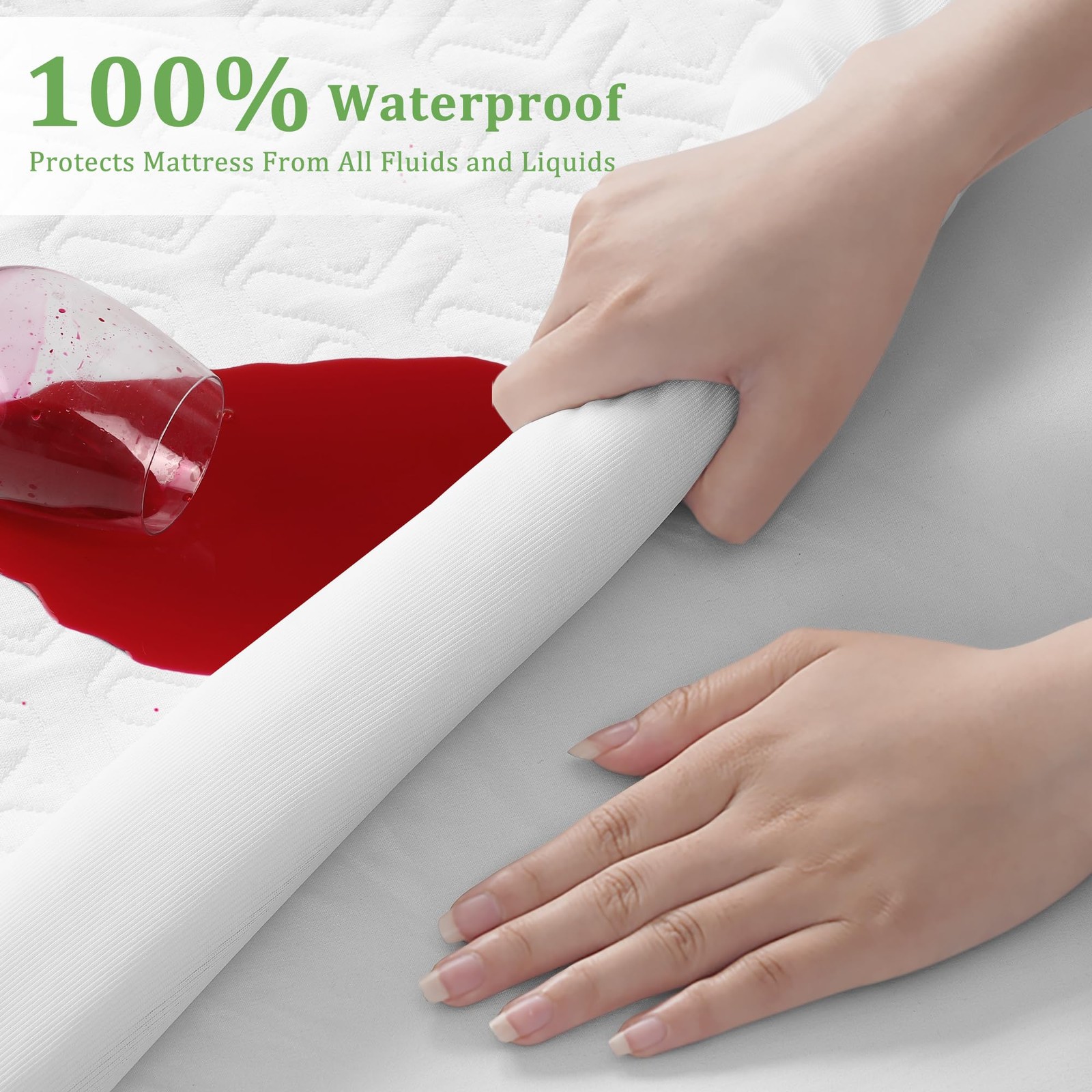 Premium Waterproof Mattress Protector Queen Size,4D Air Cooling Queen, White