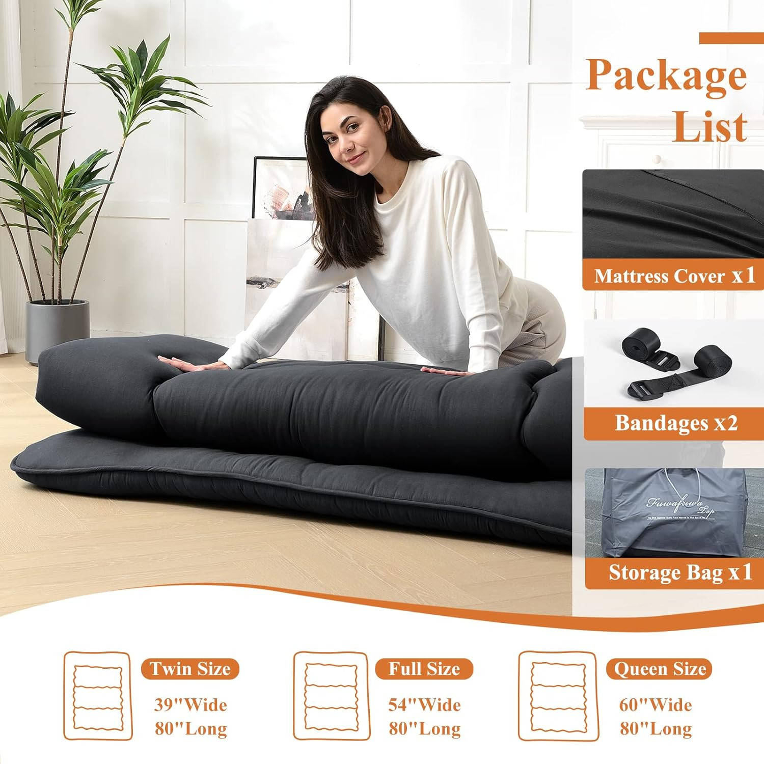 Futon Mattress – Thicken Sleeping Mat for Floor, Folding Mat for Adults & Kids,