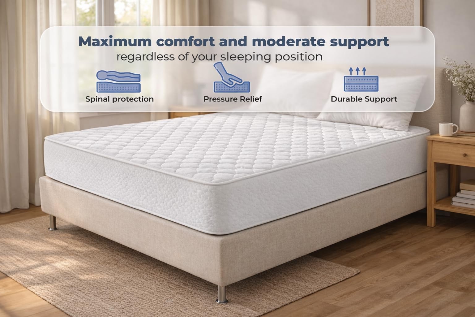 Queen Mattress 10 Inches White – Comfort Plush Euro Pillow Top Cool Memory Fo…