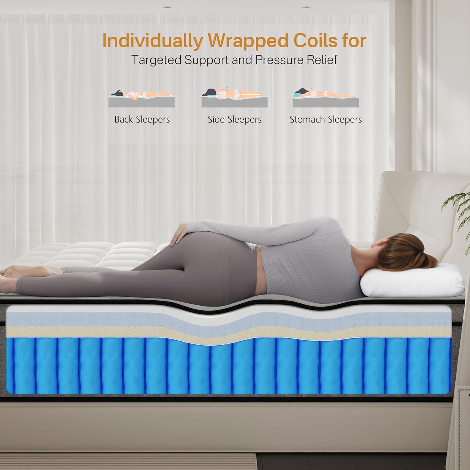 California King Mattress, 12 Inch Hybrid Cal King Mattress with Memory Foam, Poc
