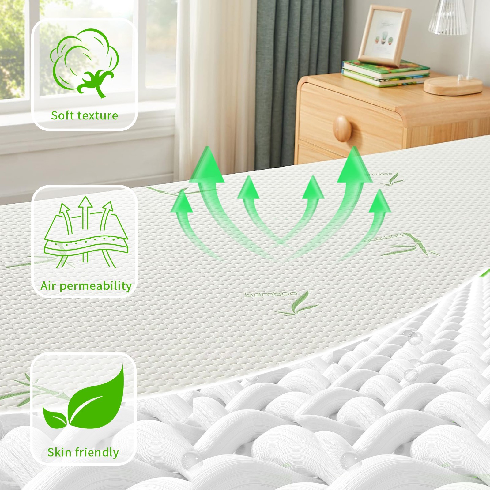 8″ Twin Size Gel Memory Foam Breathable Bamboo Cover Mattress in a Box For Kids