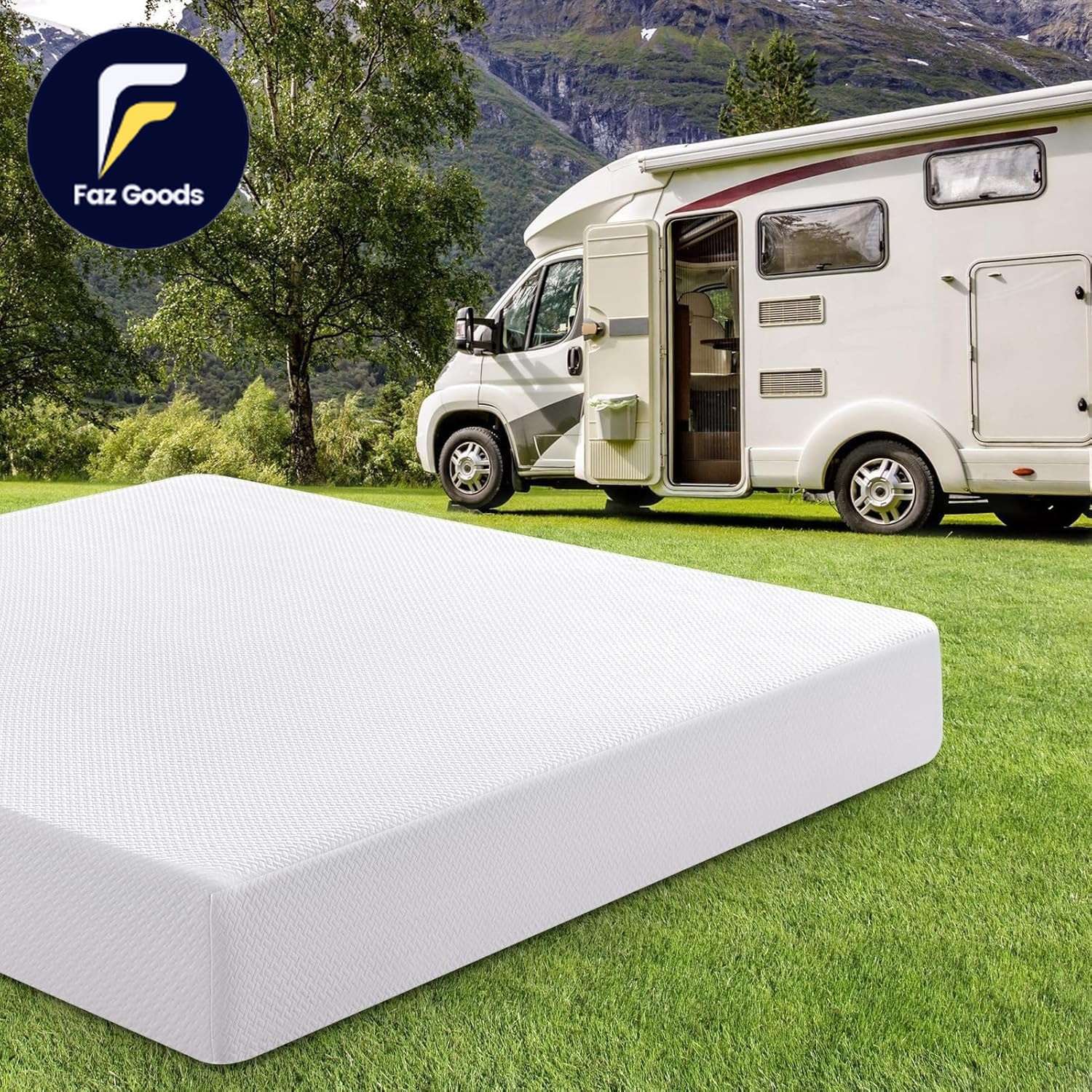 Short Queen RV Mattress 10 Inch with Tencel Cover, Premier Cooling Green Tea/Gel