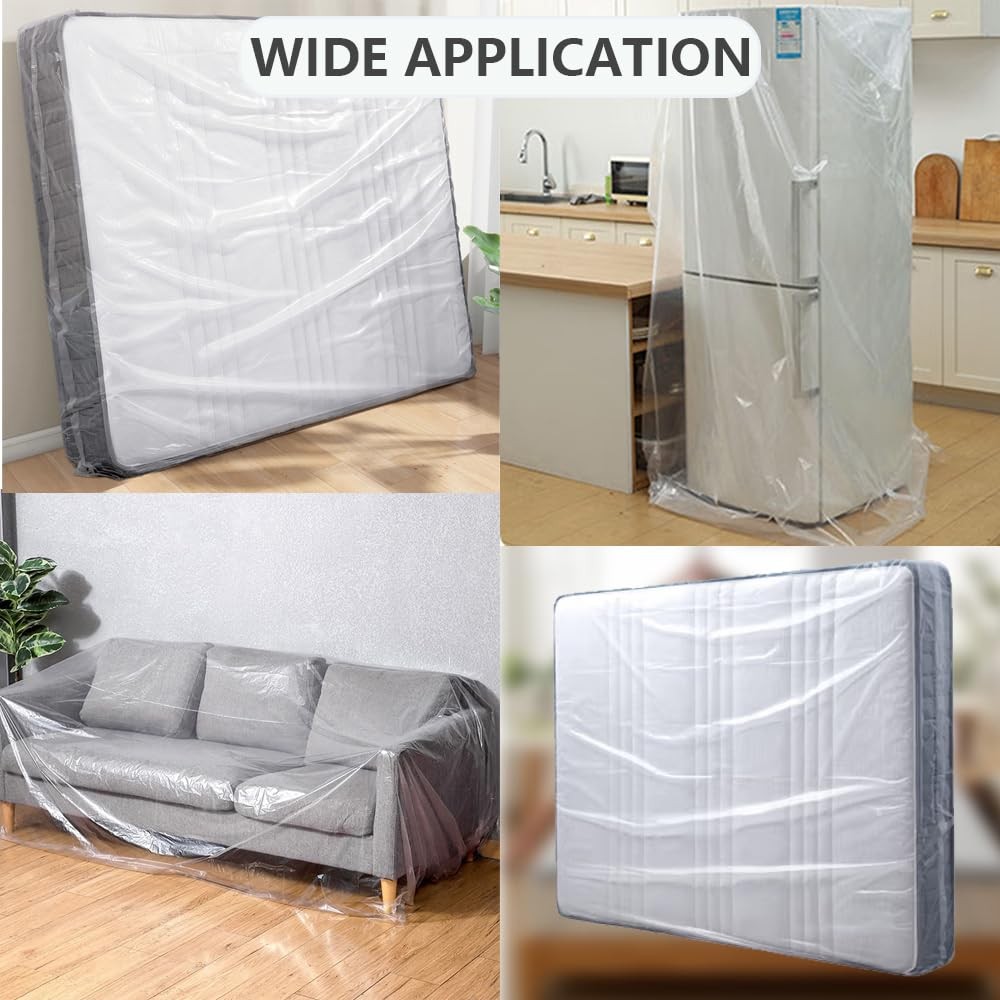 Plastic Mattress Bag for Moving Storage, Protector Cover Twin, Clear