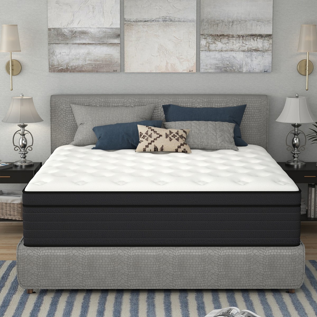12″14″ Twin Full Queen King Size Mattress in a Box Hybrid Spring Gel Memory Foam