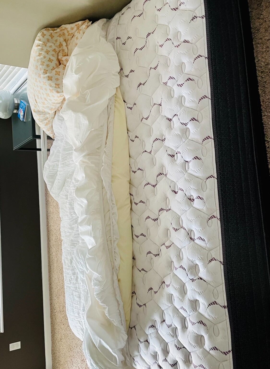 Sleepys Queen mattress, Zinus foundation and a new mattress protector