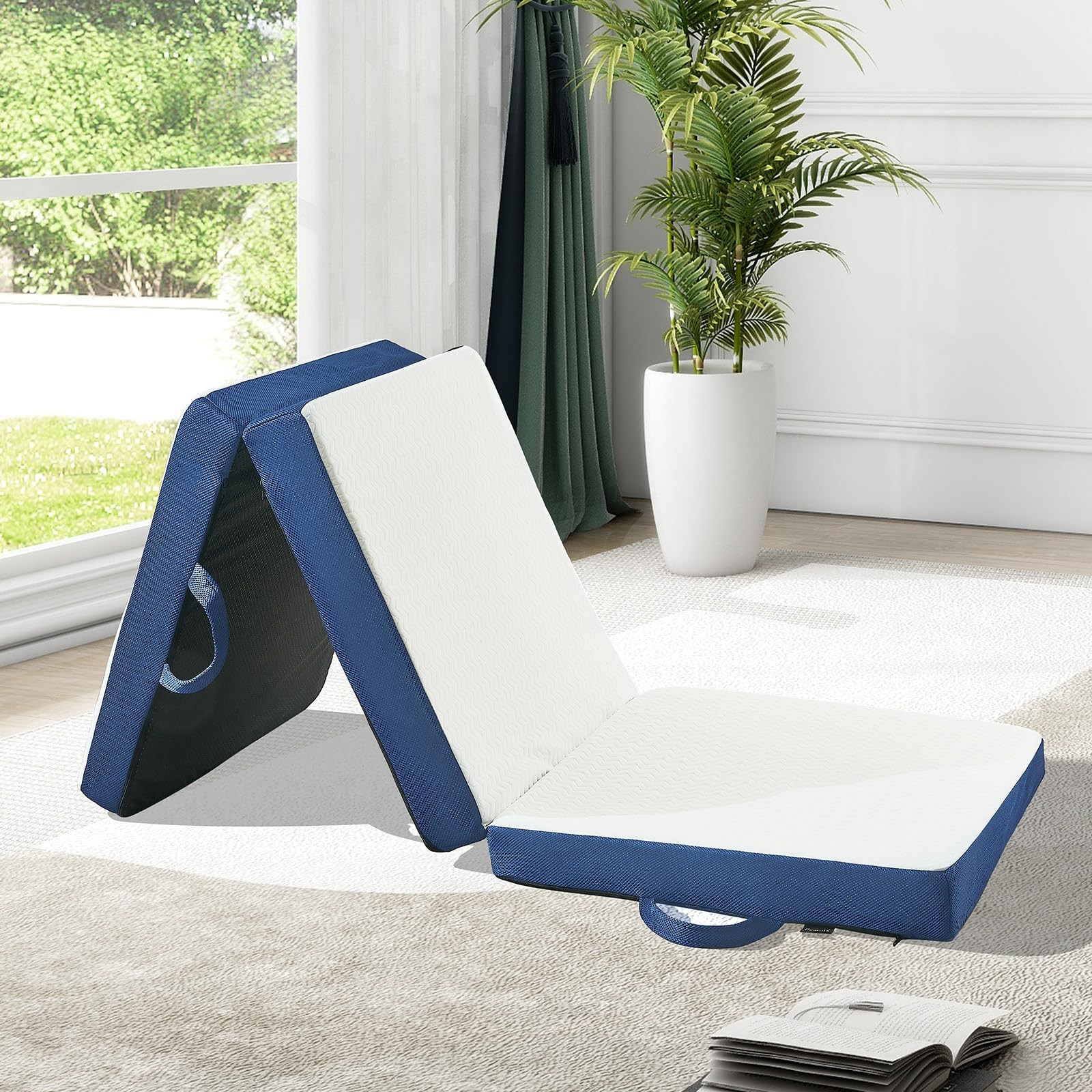 Folding Mattress Single Size,6 inch Memory Foam Tri Portable Trifold Mattress…