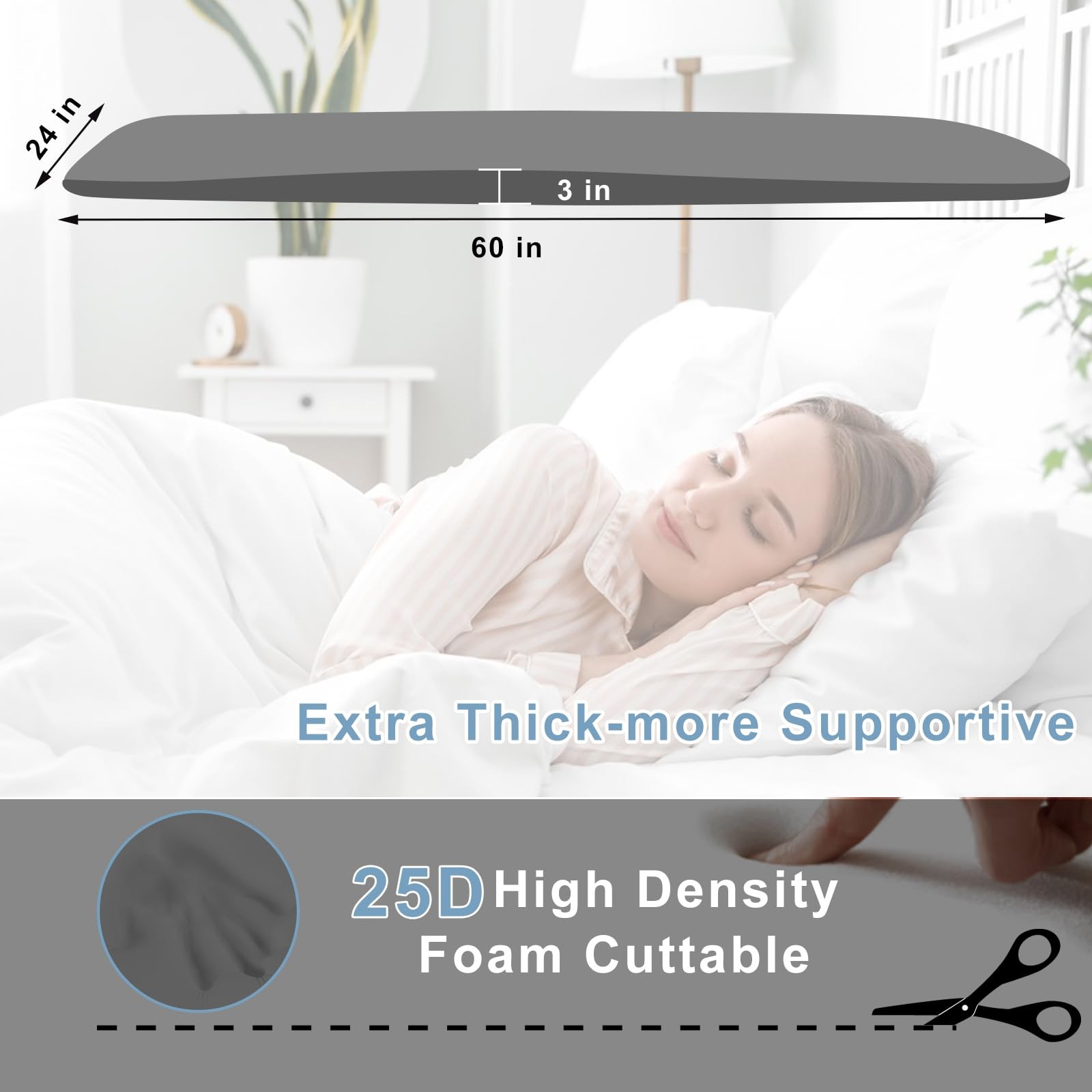 Sagging Mattress Support 3 Inch Extra Thick 60×24 High Density Foam Bed Board