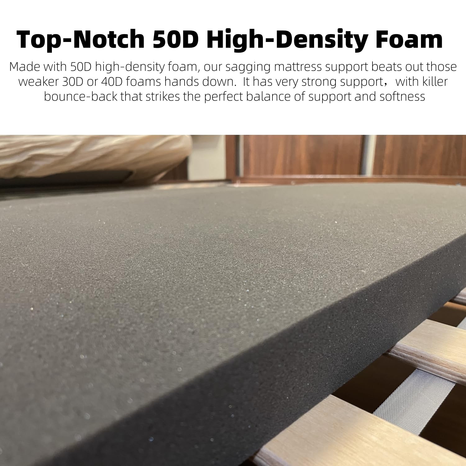 Sagging Mattress Support 2 Inch Thick 50D Sponge 60×24 Black Firm Bed Board