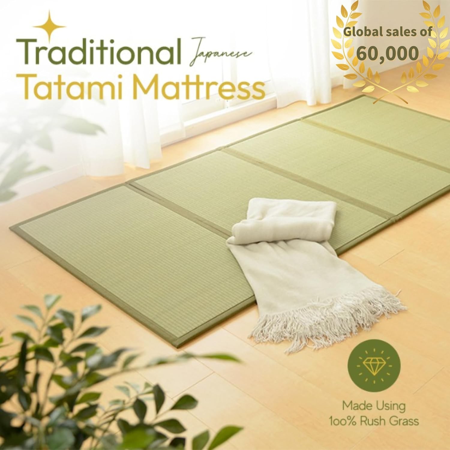 King Size Japanese Tatami Floor Mattress Rush Grass