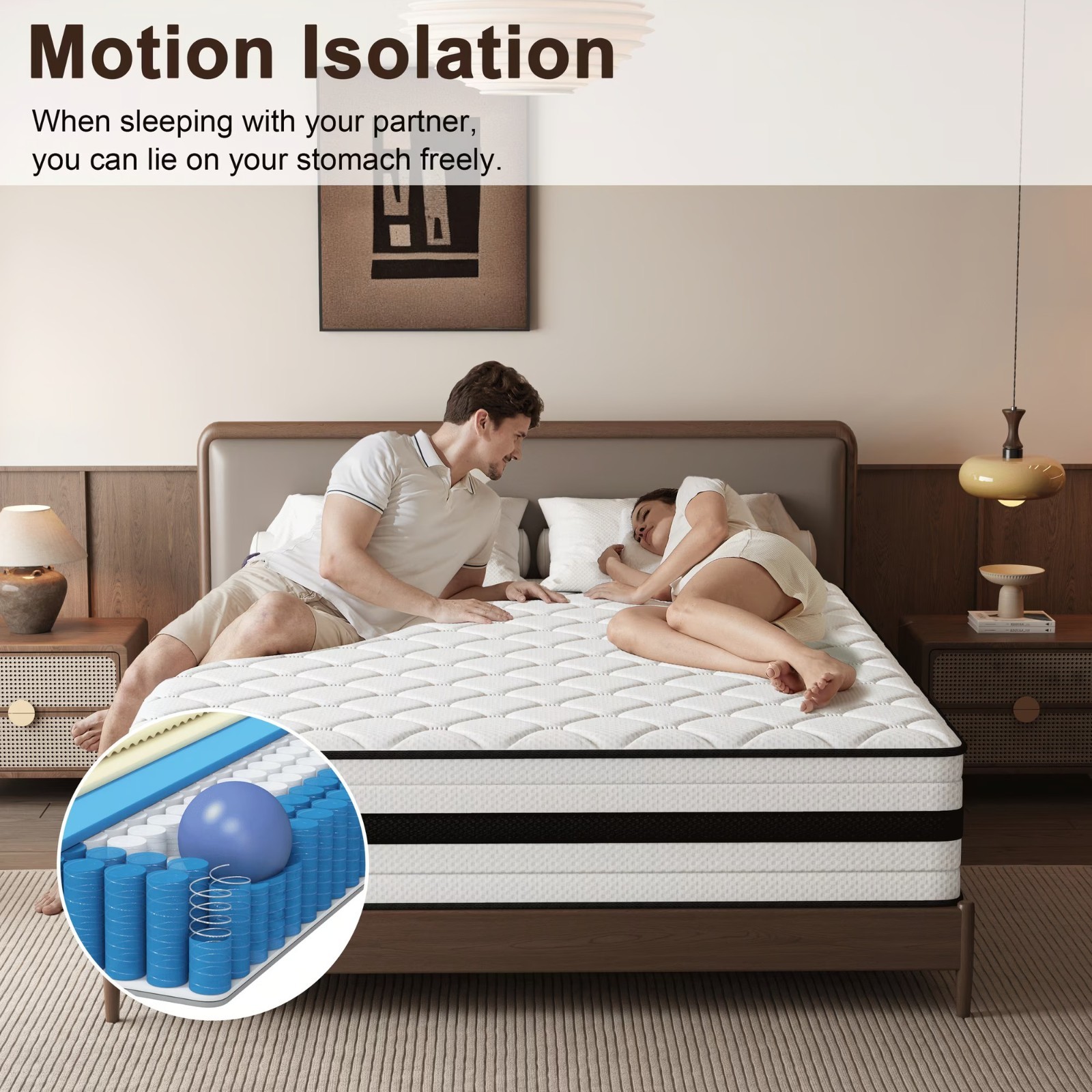 14″ Twin Hybrid fabric Mattress 8 Zone Ultra Quiet Ergonomics Support Bed In Box