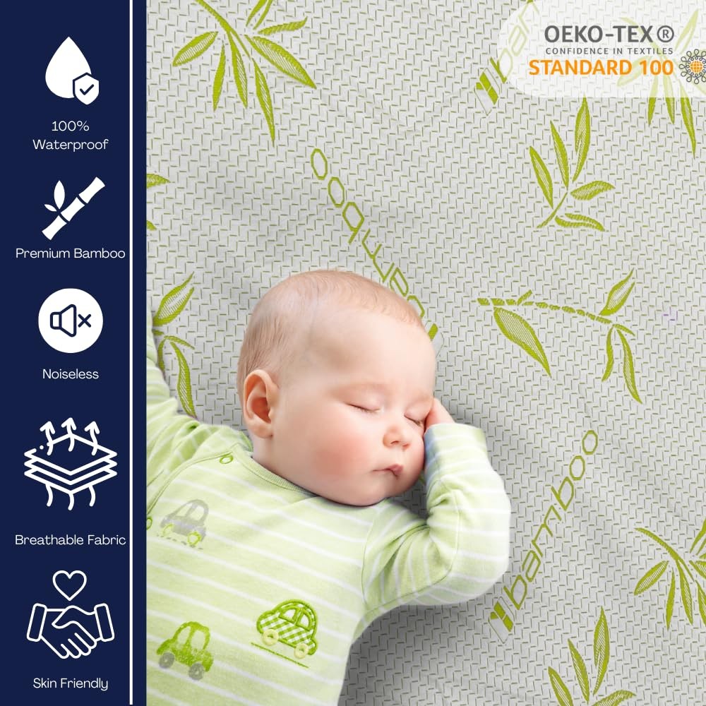 Bamboo Mattress Protector with Zipper – 100% Waterproof King Size King, White