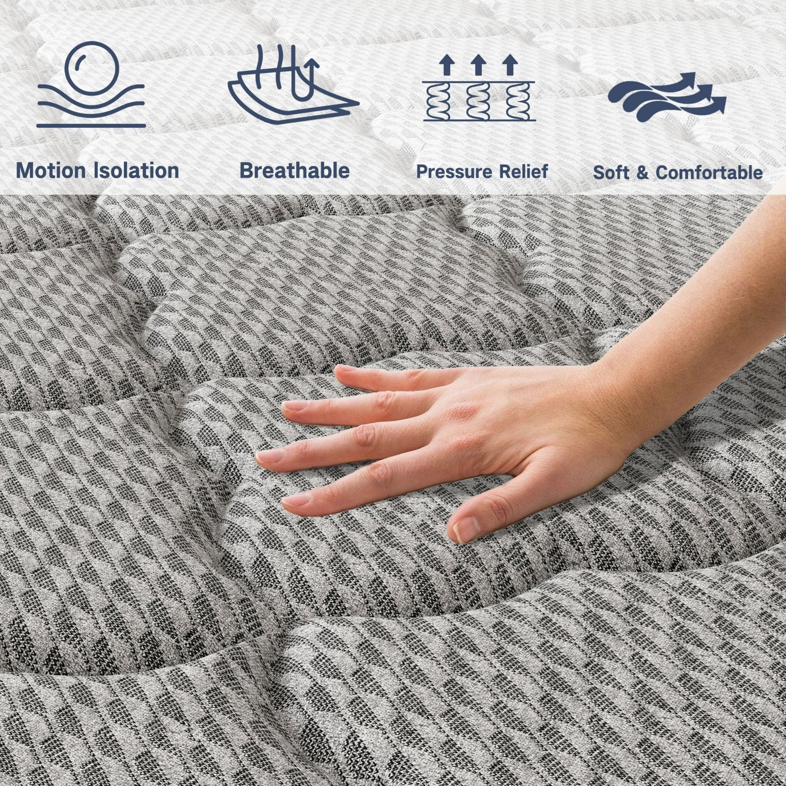 12″King Gel Memory Foam Mattress Edge Support Individually Wrapped Bed In a Box