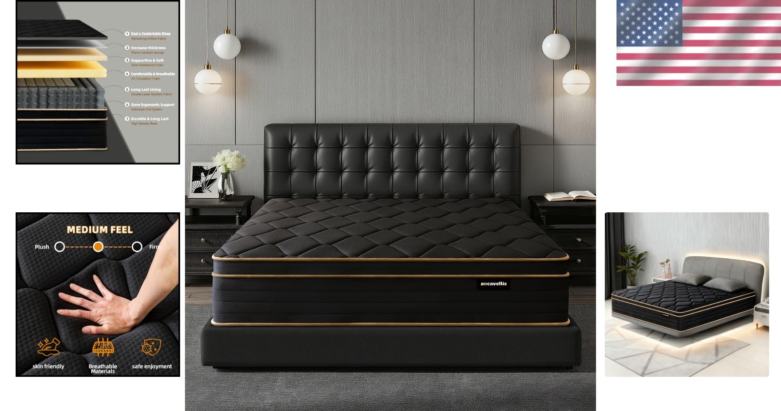 Queen Mattress 12 Inch Memory Foam Pocket Spring Hybrid Bed Motion Isolation