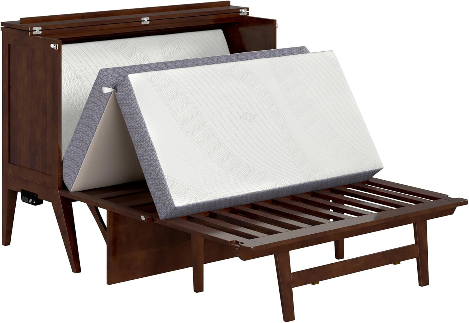 Northampton Murphy Bed Desk with Memory Foam Mattress & USB Charger, Walnut