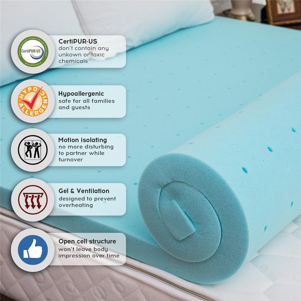 Memory Foam Mattress Topper-2” 3” Gel Infused Ventilated Design Mattress Pad