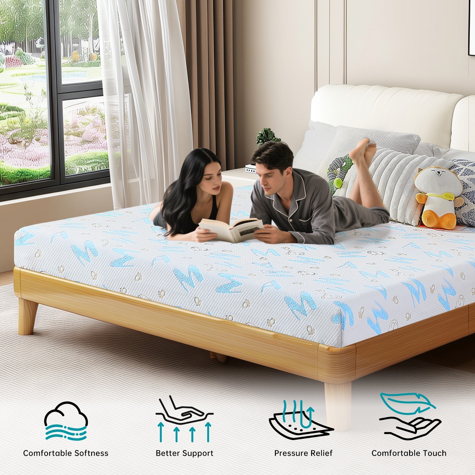 5″ 6″ Twin XL Cooling Gel Memory Foam Mattress with Removable Cover Bed in a Box