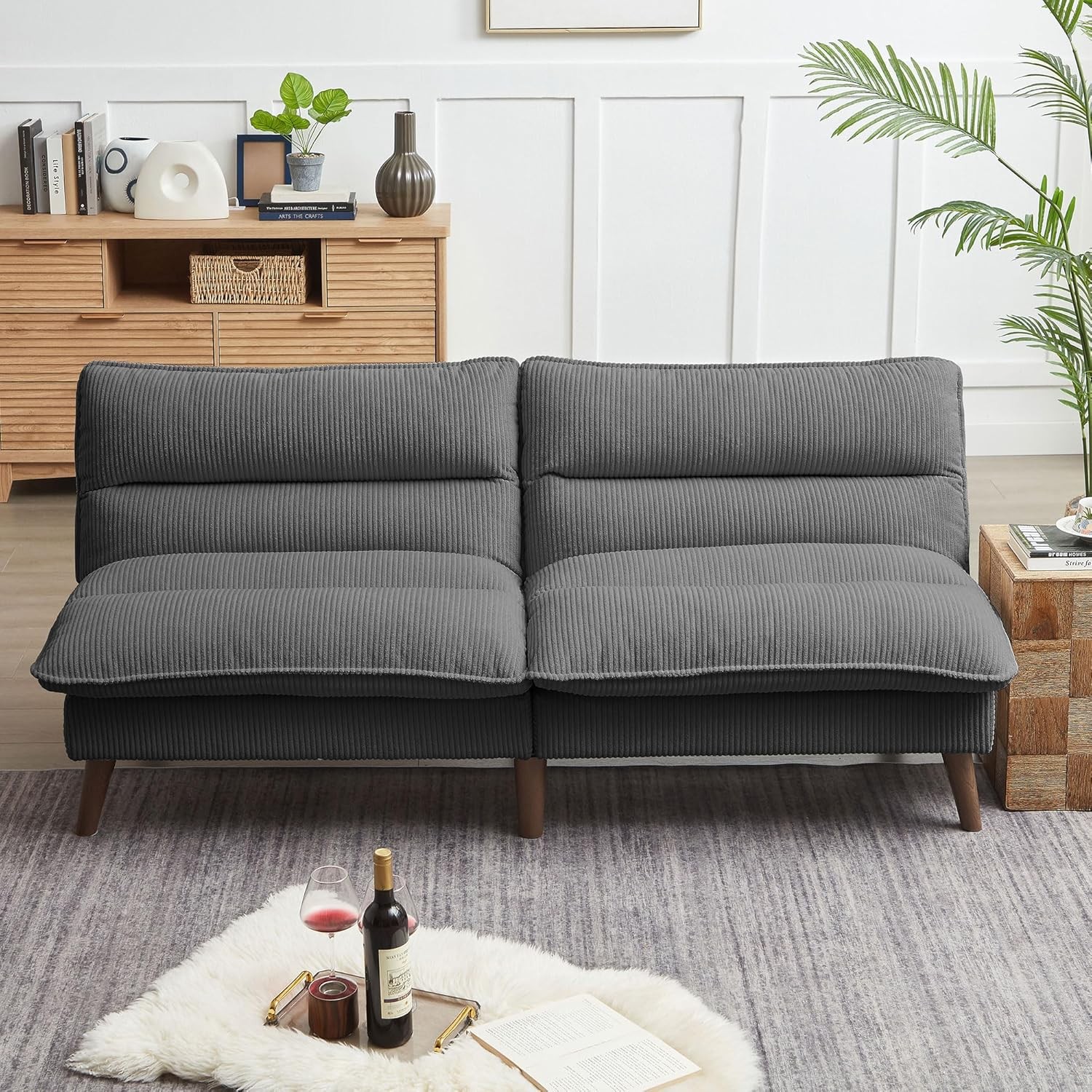 Convertible Futon Sofa Bed, 72″ Loveseat Couch with 3-Level Adjustble