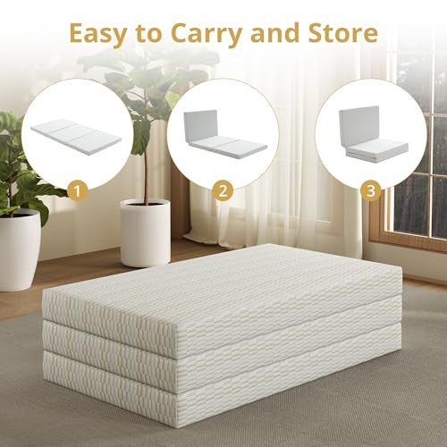 EGOHOME Folding Mattress 3 inch Trifold Memory Foam Mattress Single 3 Inch