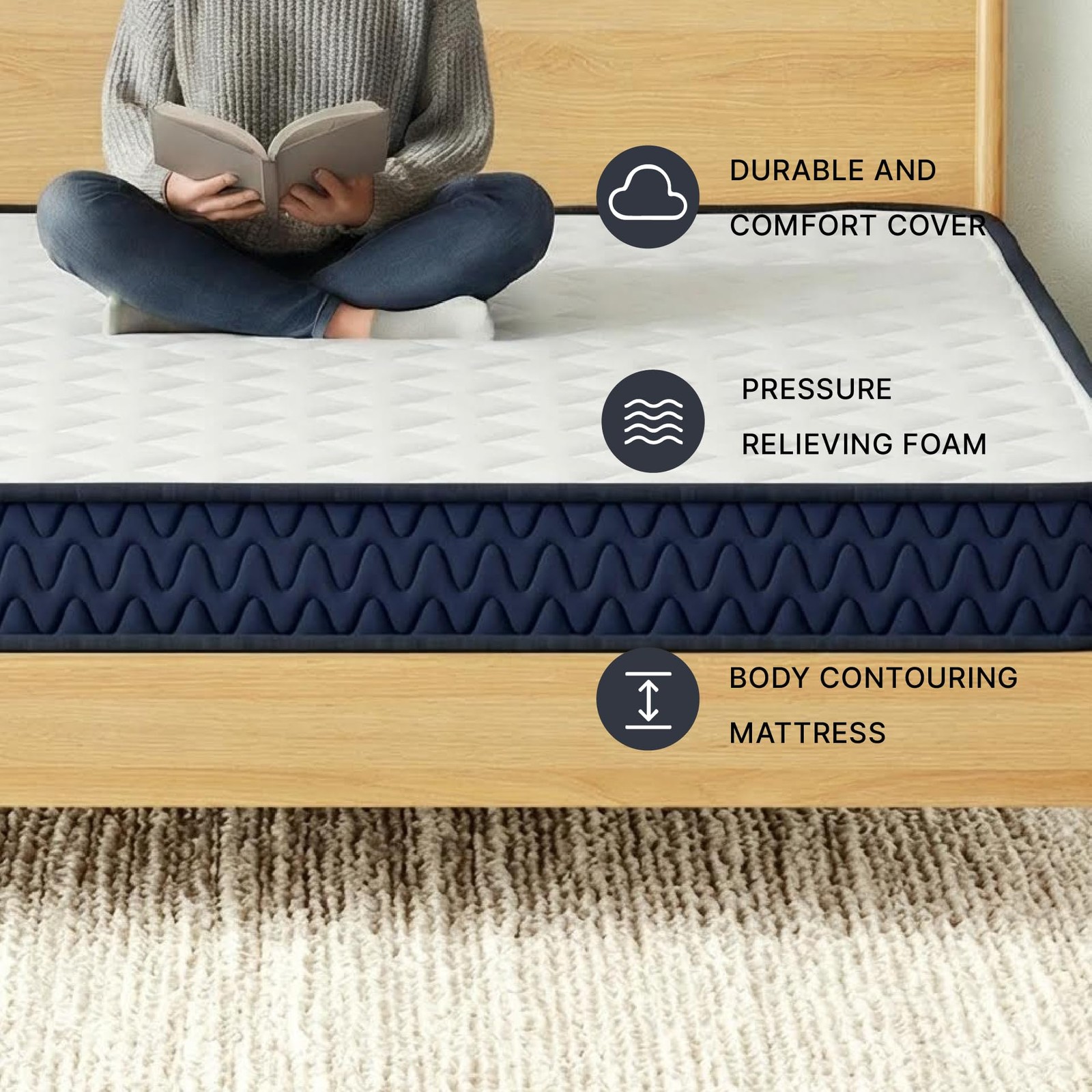 Full Size Firm 6 Inch Memory Foam Mattress, Super Soft Foam with Breathable Q…