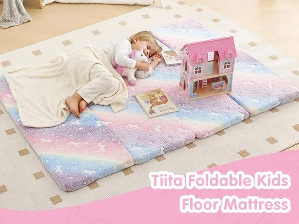 Floor Mattress Foldable, Folding Baby Play Mat 72.5×48 inch with Removable Co…