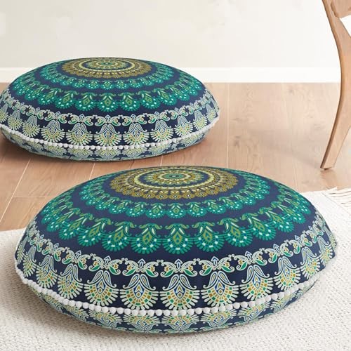 Meditation Floor Pillow Set of 2, Round 2 Count (Pack of 1) Round | Green