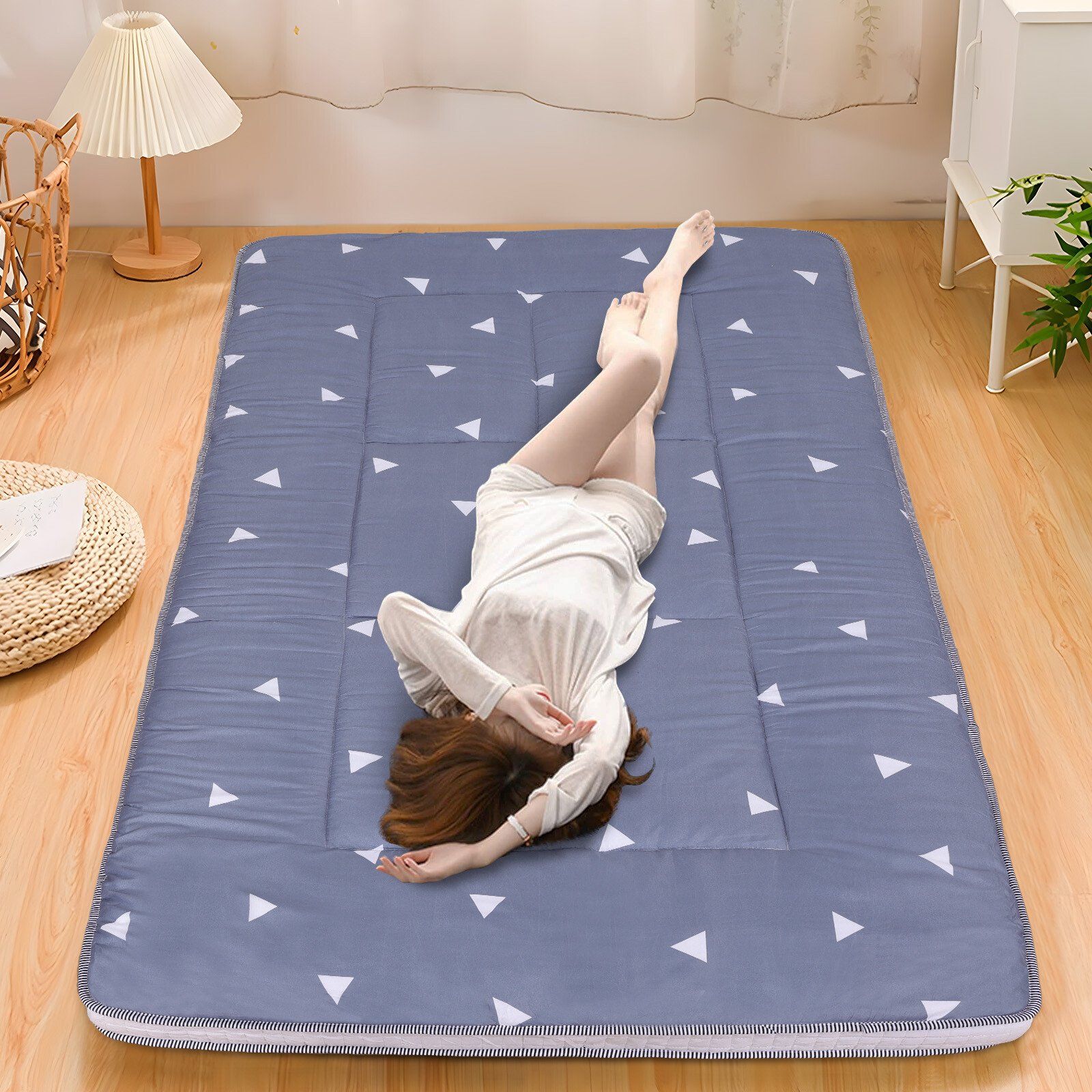 4″ Japanese Tatami Futon Roll-Up Mattress Memory Foam Floor Pad w/ Bag & Cover