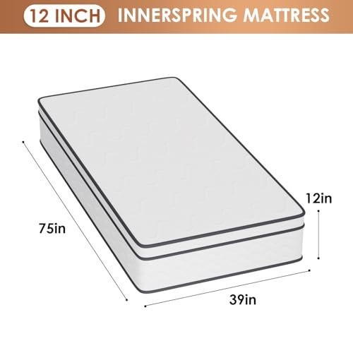 Twin Memory Foam Mattress 12 Inch Medium Firm Pocket Spring Bed in a Box with