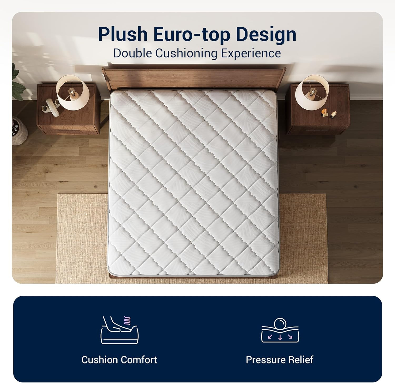 8 Inch Twin XL Hybrid Mattress Individual Pocket Springs for Motion Isolation &