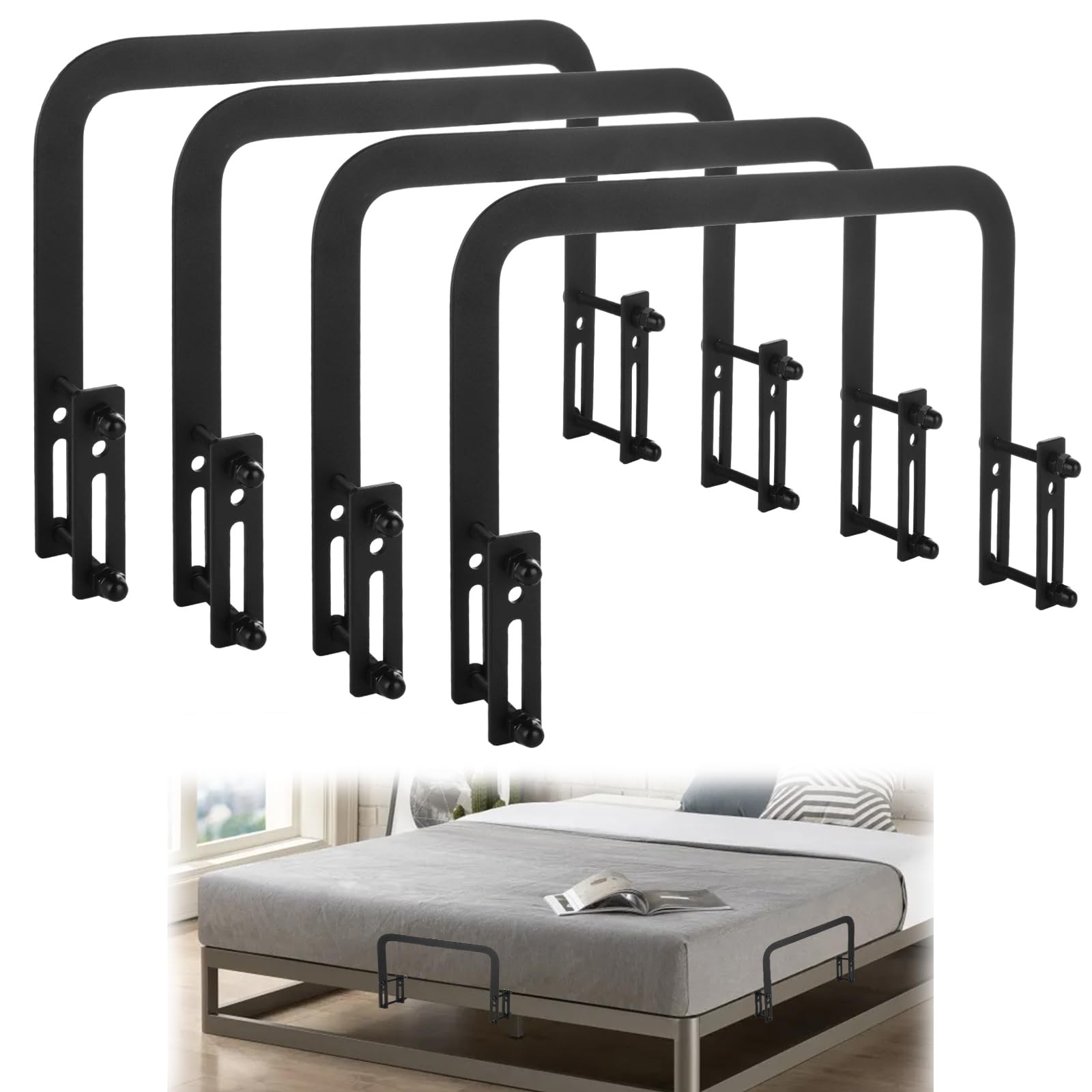 4PCS Metal Mattress Slide Stopper, Mattress Retainer Bar for Adjustable Beds,…