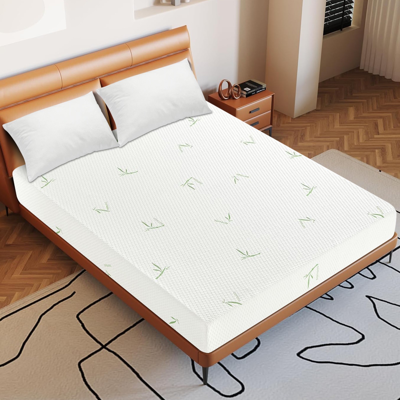 5″ 6″ 8″ Gel Memory Foam Mattress with Breathable Bamboo Fabric Removable Cover