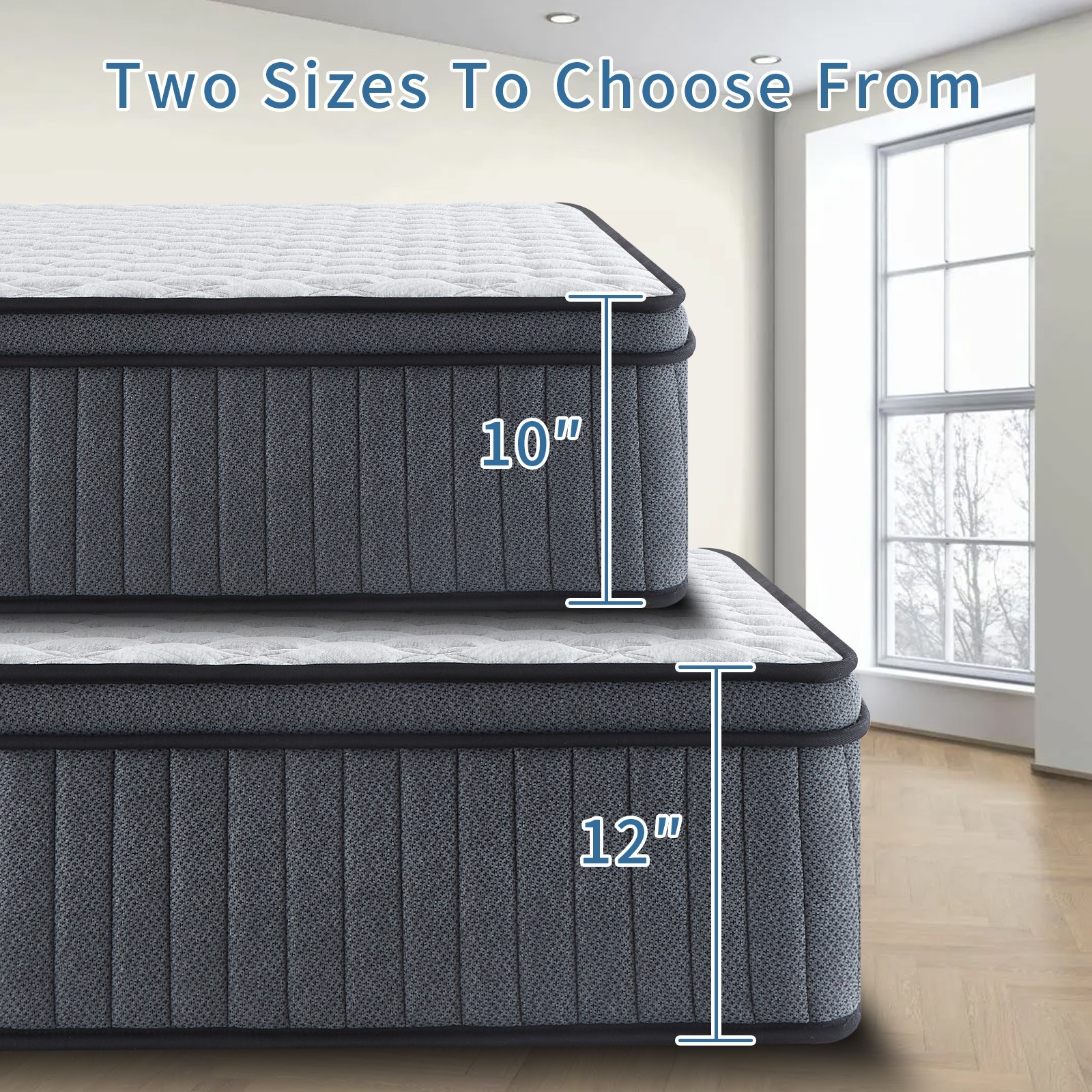 10″12″ Gel Memory Foam Spring Hybrid Mattress Twin Full Queen King Size In A Box