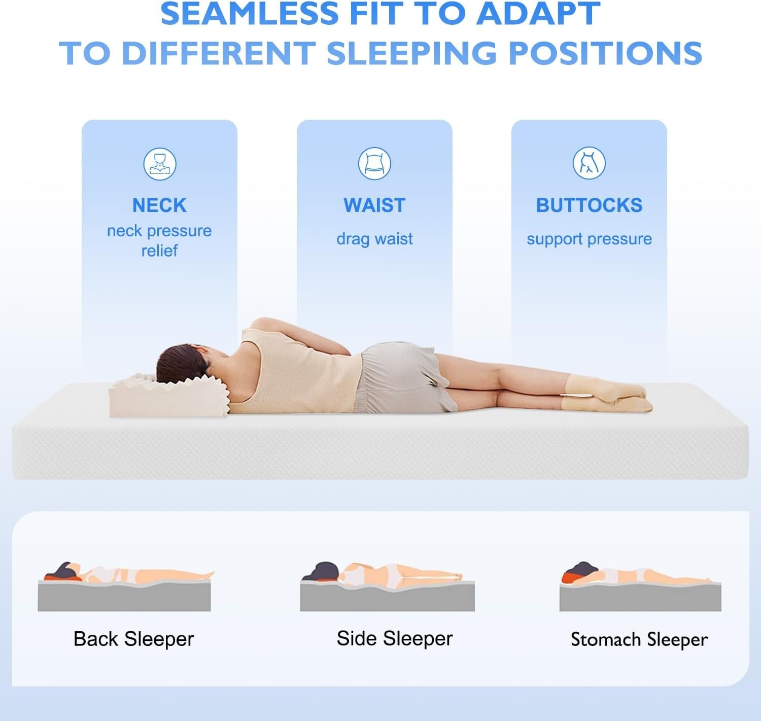 8 Inch King Mattress | Medium Firm Gel Memory Foam | Pressure Relief & Cooling