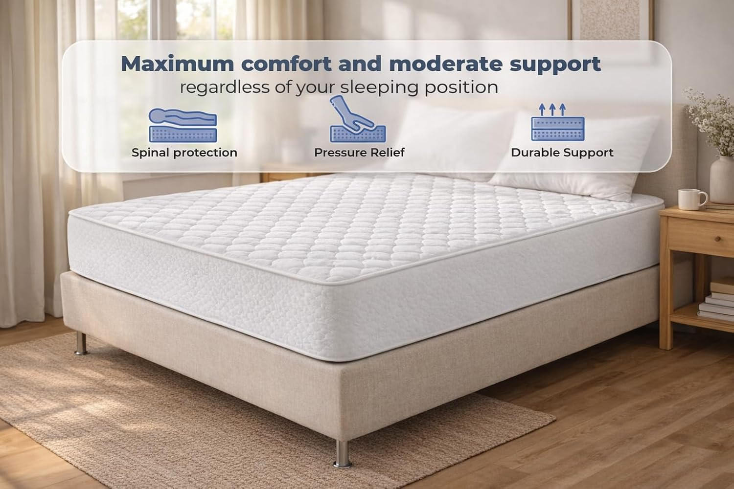 Organic Cotton – 10 Inch – Perfect Sleep – Comfort Plush Euro Pillow Top