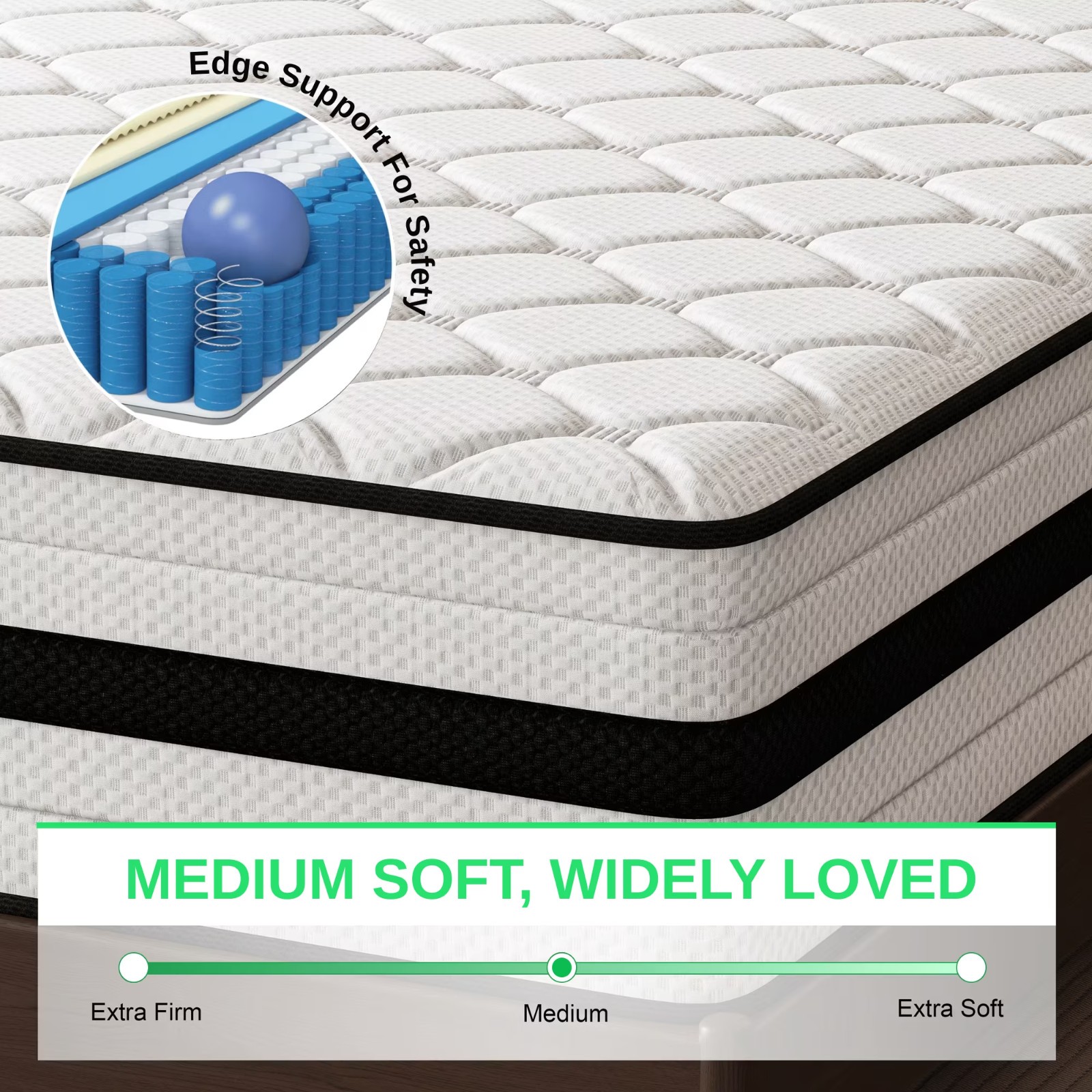 14″ Mattress In a Box Hybrid Pocket Foam Queen Mattress Memory Foam Best Sleep