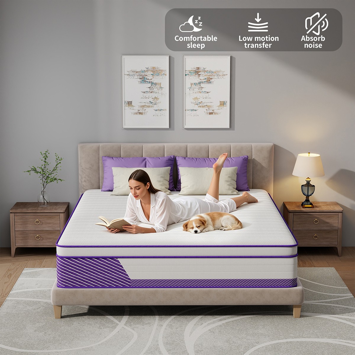 14″ Twin Size Mattress in a Box Medium Firm Hybrid Pocket Spring Gel Memory Foam