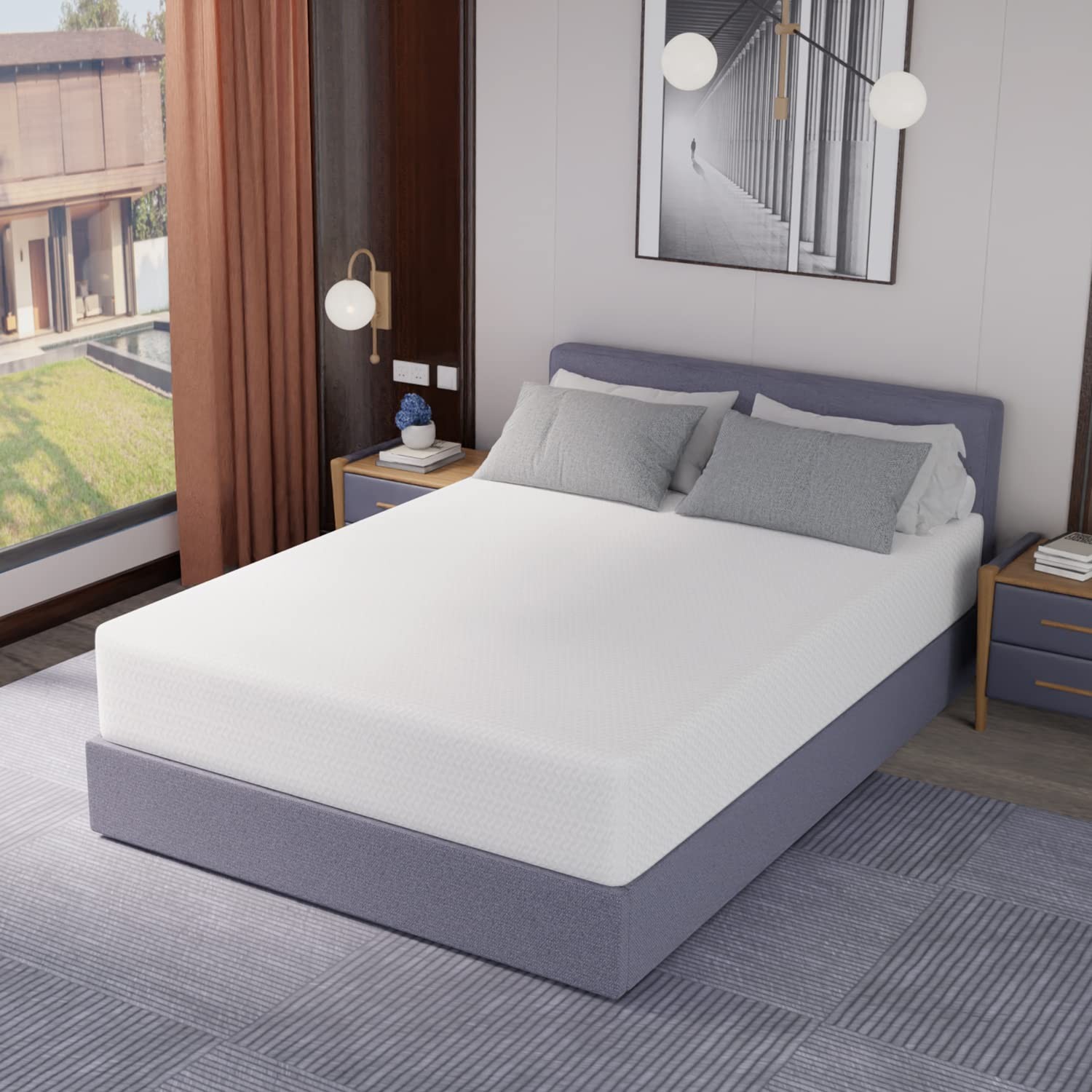 12 Inch Green Tea Memory Foam Mattress,Bed-in-a-Box Medium Firm Mattress Cert…