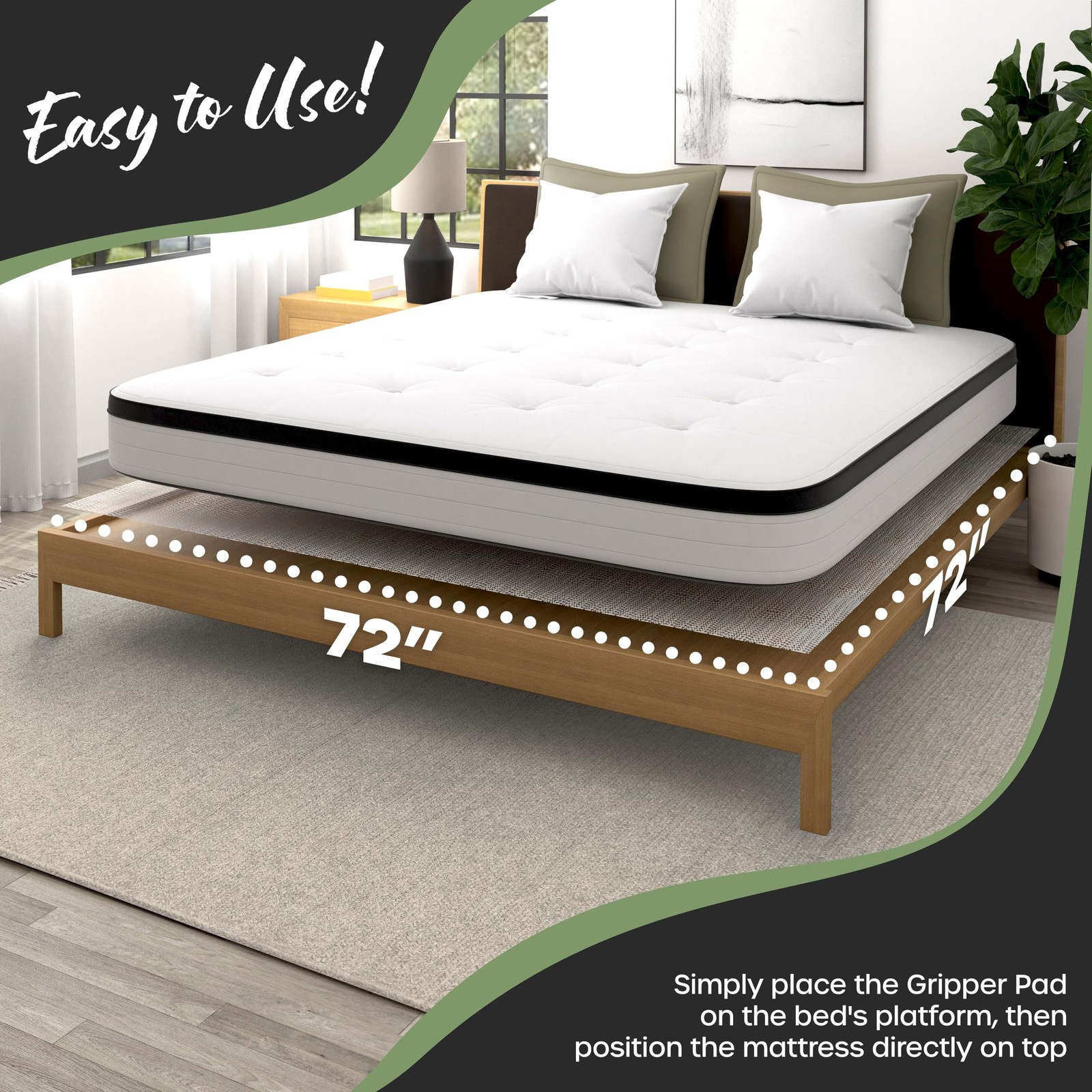 King Size 72″ x 72″ Mattress Slide Stopper – Non Slip Mattress Gripper Pad | …