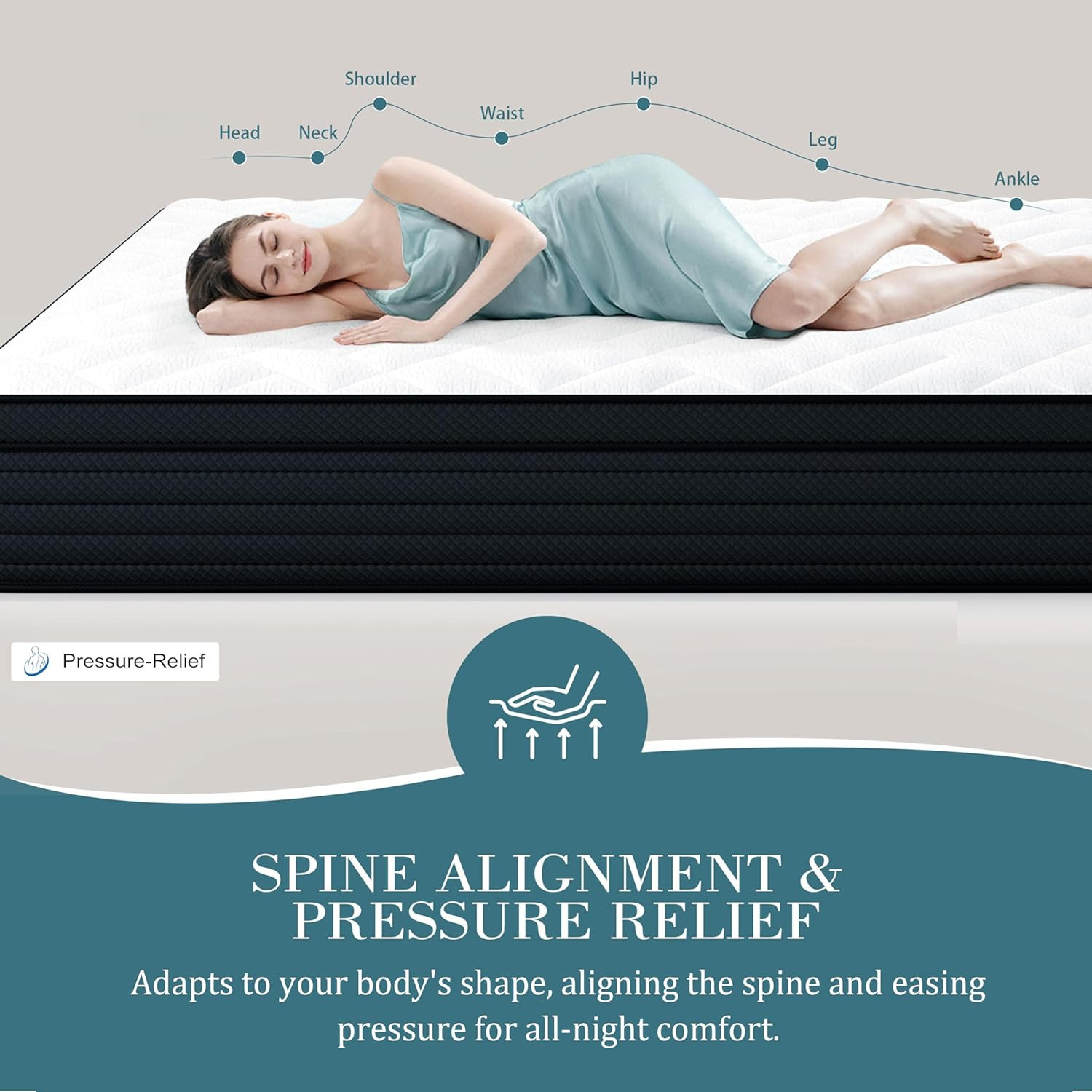 Extra Firm Queen Mattress 12 Inch – Deep Sleep Hybrid Mattress Pain Relieving –
