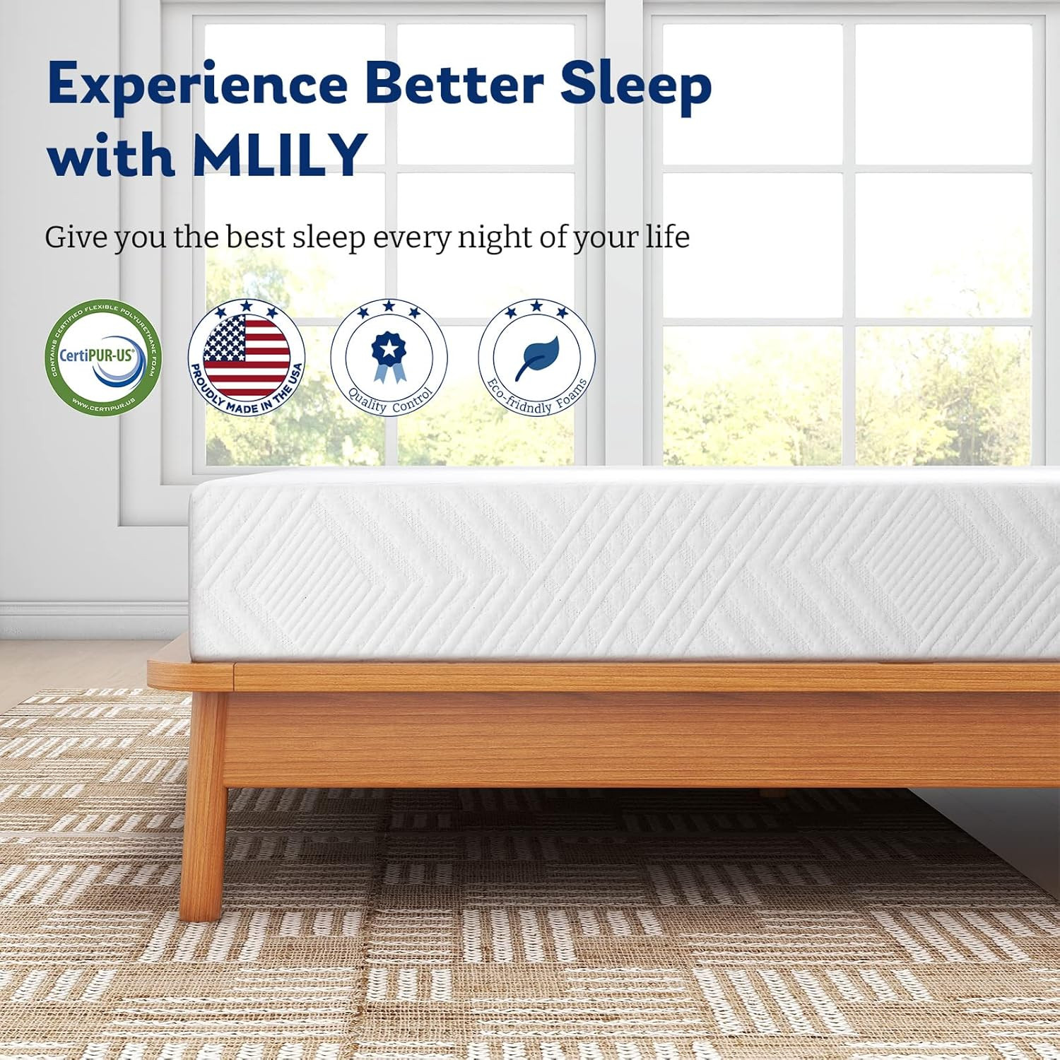 Full Mattress, 6 Inch Memory Foam Mattress Bed in a Box, Medium, Green Tea and C