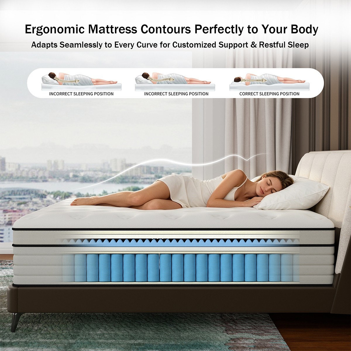 12″ 14″ Gel Memory Foam Hybrid Spring Mattress Queen Twin Full King In A Box