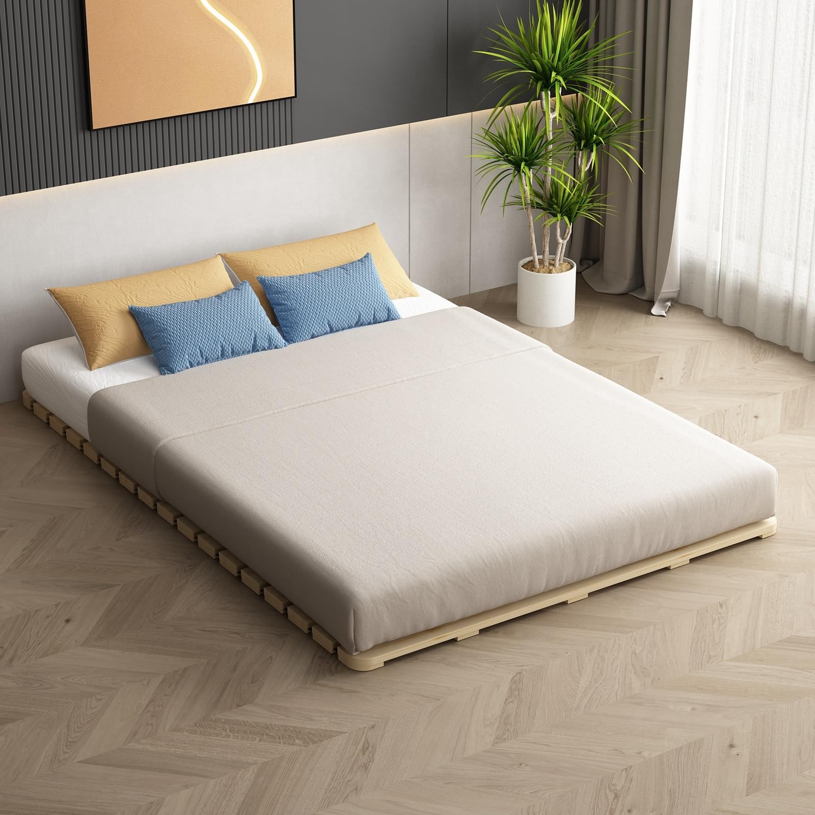 Foldable Breathable Wooden Bed Plate, Guest Tatami Mat, Wood Roll-Type Slatte…