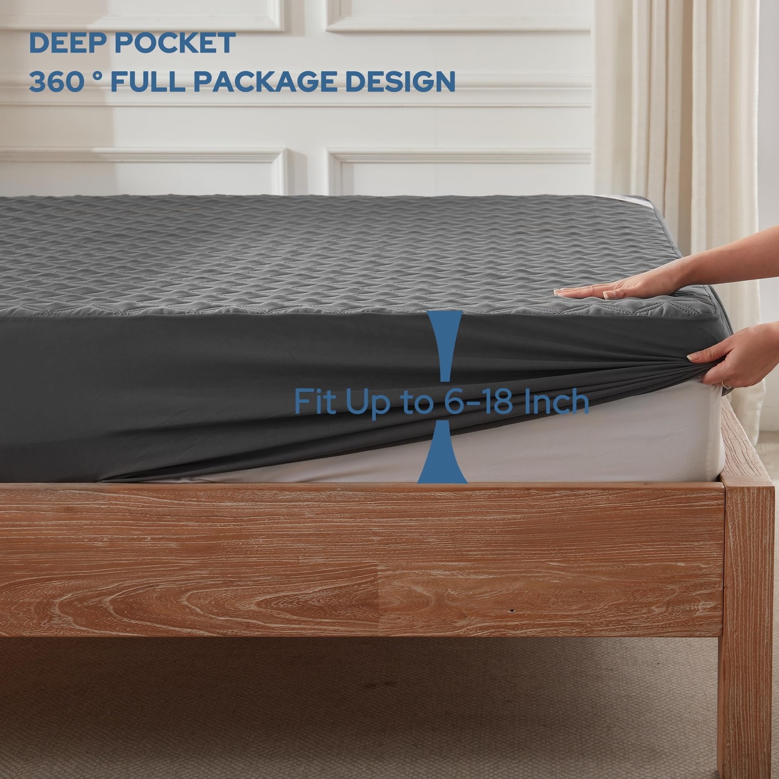 2 Pack Waterproof Mattress Protector, Queen Size Pad Queen, Gray