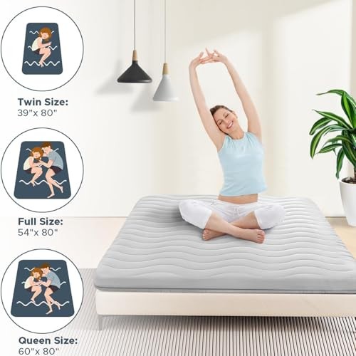 Japanese Floor Mattress, 100% High Density Comfortable Queen( 80 x 60 ) Grey