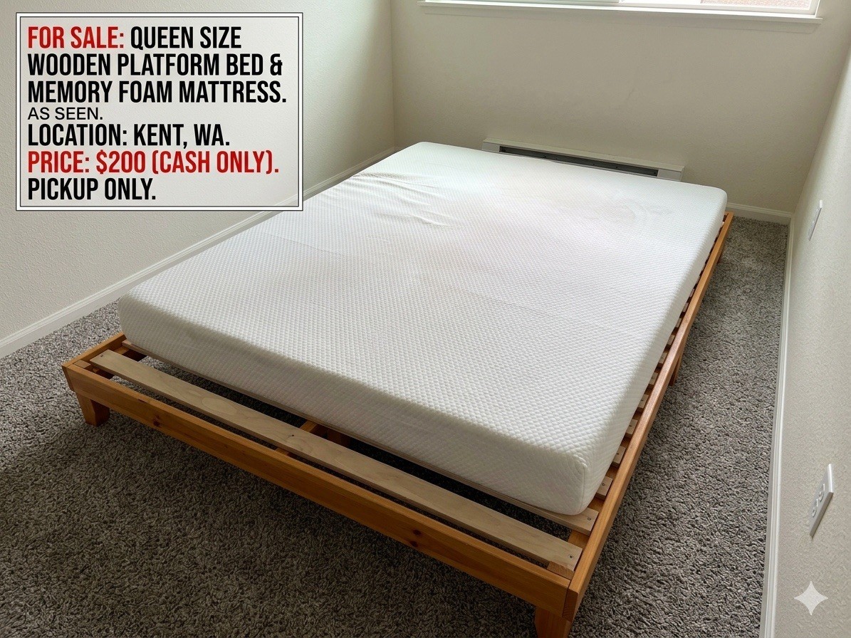 Queen Memory Foam Mattress, Medium Firmness, White Removable Fabric Cover