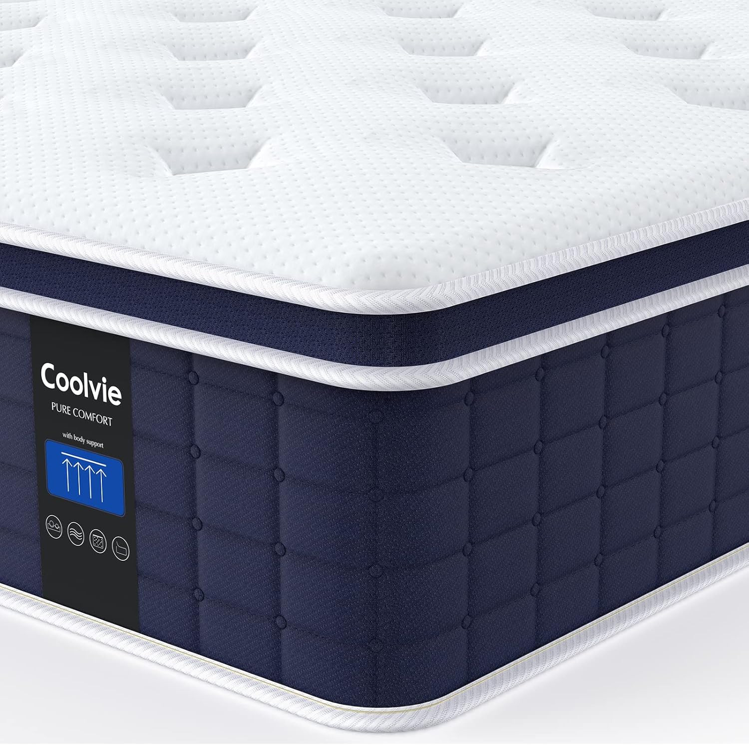 Coolvie 12 Inch Twin Size Mattress, Hybrid Twin Mattress in a Box, 3 Layer Premi